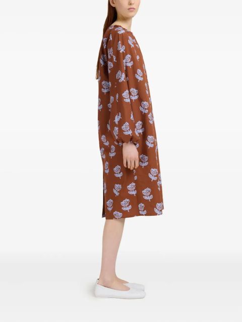 Marni floral-print long-sleeve dress - Red