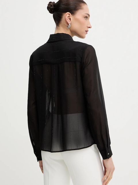 Morgan koszula damska kolor czarny regular z kołnierzykiem klasycznym CIMARO