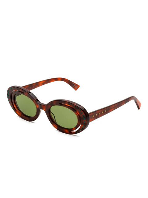 Marni Eyewear Zion Canyon crystal-embellished sunglasses - Brown