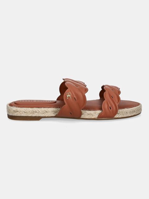 Tommy Hilfiger klapki skórzane LEATHER ROPE ESPADRILLE MULE - zdjęcie produktu nr 1