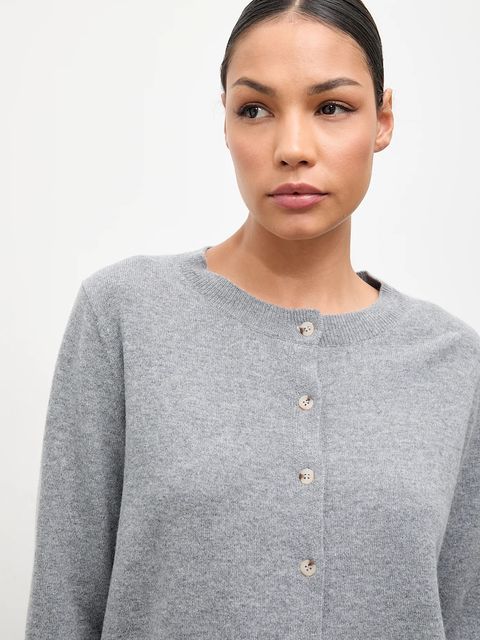 Answear.LAB kardigan z wełny merino z apaszką damski kolor szary lekki