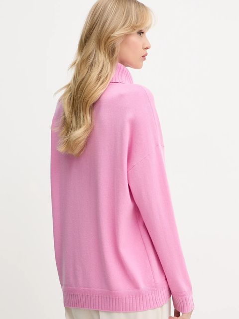 Liu Jo sweter wełniany damski kolor różowy lekki z golfem TF5179.MS026 - zdjęcie produktu nr 2