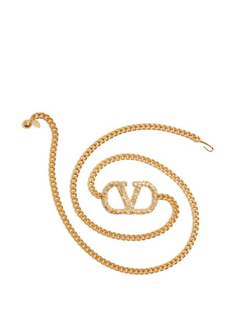 Valentino Garavani VLogo crystal-embellished belt - Gold