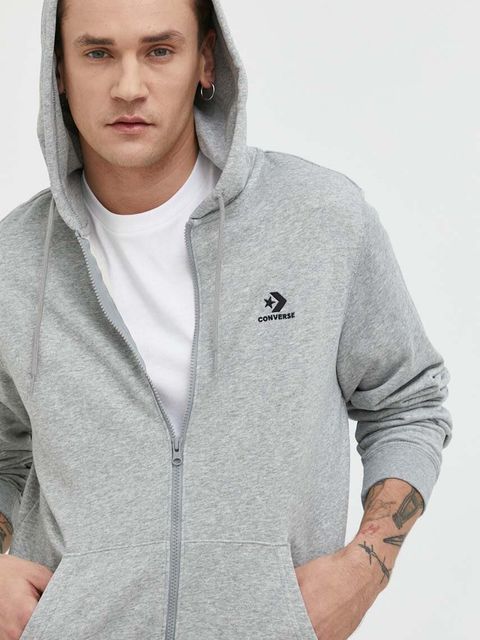 Converse bluza kolor szary z kapturem gładka 10023871.A02-VINTAGEGRE - zdjęcie produktu nr 2