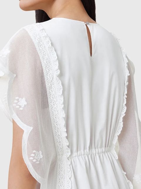 AllSaints sukienka bawełniana OLA kolor biały midi prosta W197DC