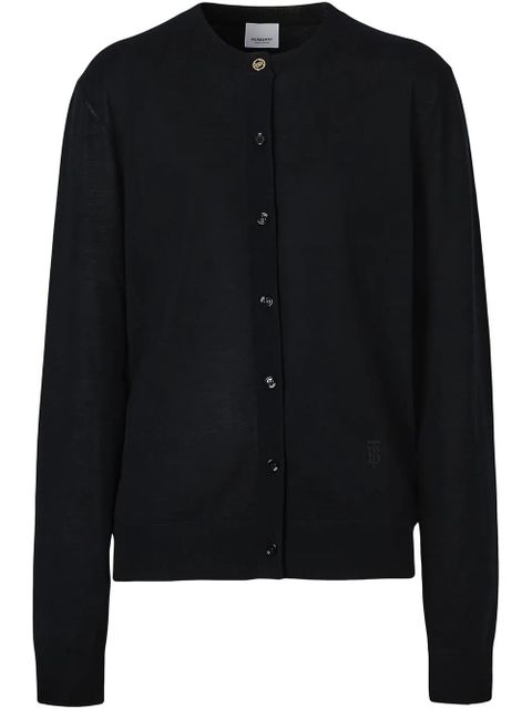 Burberry monogram motif silk-trim cardigan - Black - zdjęcie produktu nr 1