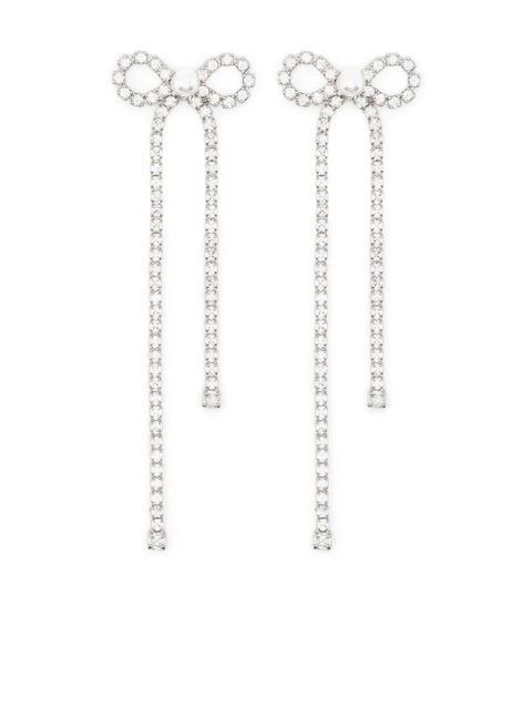 Self-Portrait crystal-embellished drop earrings - Silver - zdjęcie produktu nr 1
