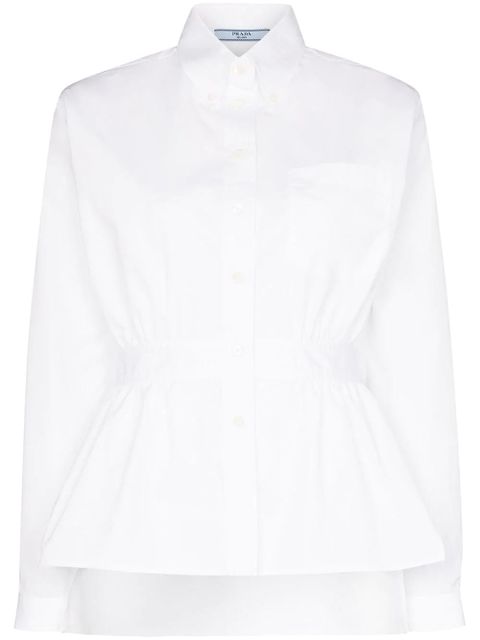 Prada gathered-waist button-down shirt - White - zdjęcie produktu nr 1