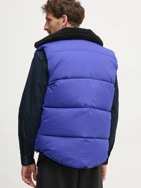 A.P.C. bezrękawnik dwustronny doudoune teddy kolor niebieski zimowy PAAFW.M30201