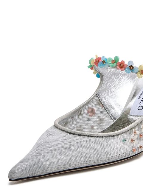 Jimmy Choo Bing floral appliqué mules - White