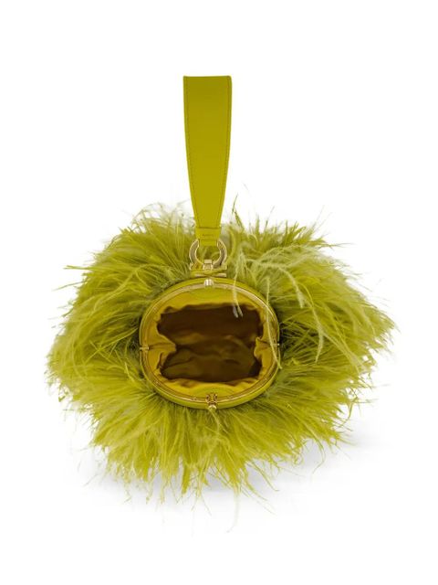 Ferragamo mini Double Gancini ostrich-feather clutch bag - Green - zdjęcie produktu nr 1