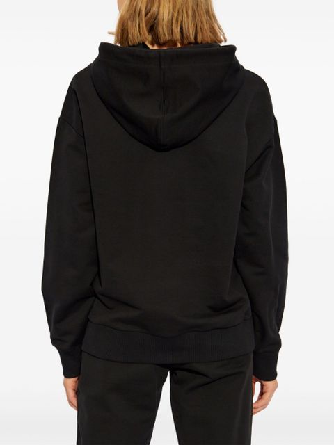 Moncler logo-embroidered cotton hoodie - Black
