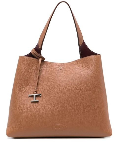 Tod's T leather shopping tote - Brown - zdjęcie produktu nr 1