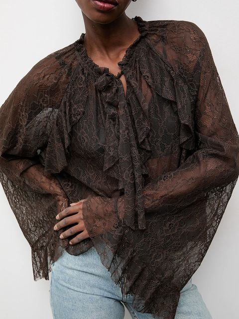 Answear.LAB bluzka damska kolor brązowy w kwiaty