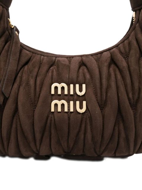 Miu Miu Wander matelassé suede tote bag - Brown