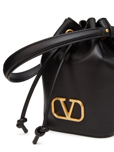 Valentino Garavani mini VLogo Signature leather bucket bag - Black