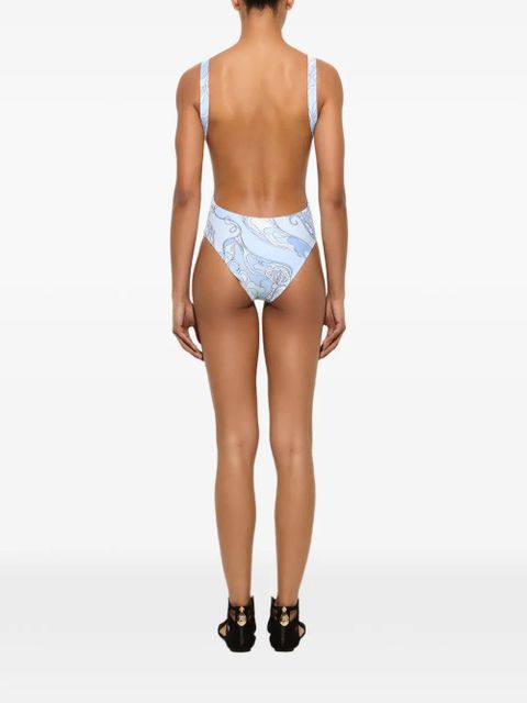 PUCCI Orchidee-print swimsuit - Blue