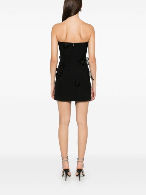 ROTATE BIRGER CHRISTENSEN rose-appliqué tube mini dress - Black