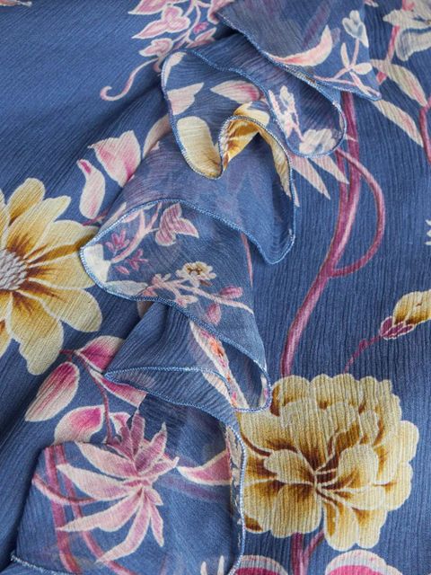 ETRO floral-print silk wrap dress - Blue