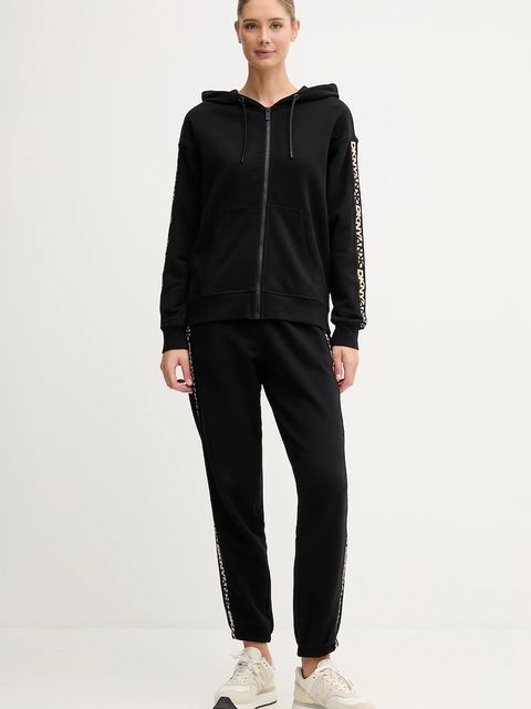 Dkny bluza bawełniana damska kolor czarny z kapturem z aplikacją DP5J9645 - zdjęcie produktu nr 2