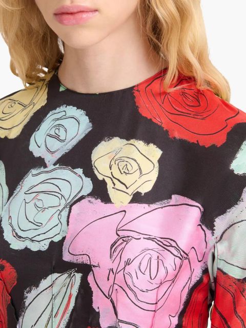 Marni floral-print long-sleeve dress - Black