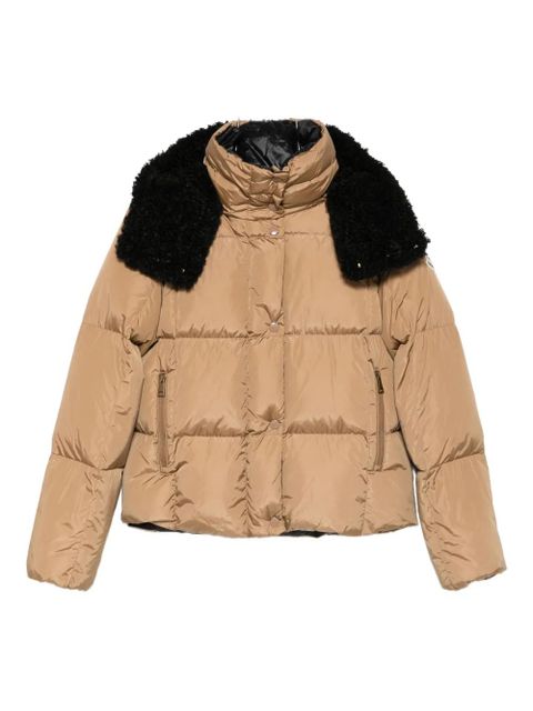 Moncler faux-fur collar zip-up coat - Neutrals