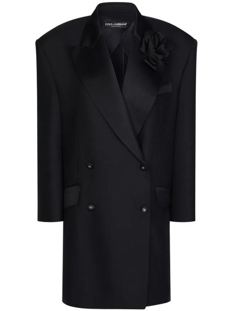 Dolce & Gabbana floral-appliqué wide-lapels blazer - Black - zdjęcie produktu nr 1
