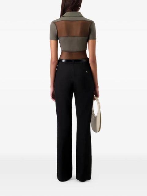 Coperni sheer striped button polo shirt - Green