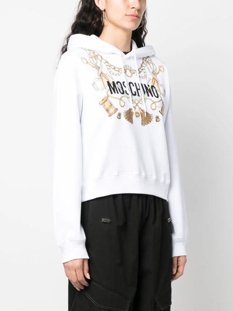 Moschino logo-print organic cotton hoodie - White