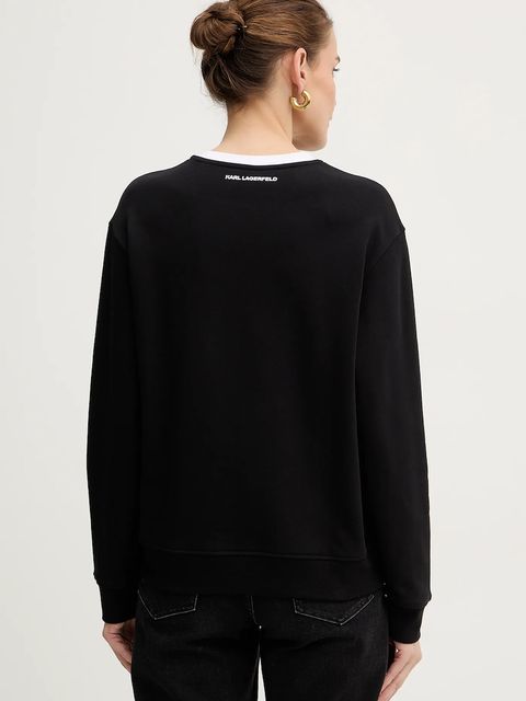 Karl Lagerfeld bluza bawełniana IKON damska kolor czarny z aplikacją B1W20027