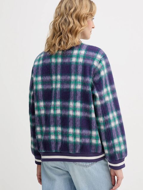 United Colors of Benetton kurtka bomber z dodatkiem wełny kolor fioletowy przejściowa 20G9DN08S