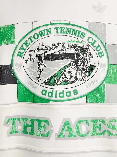 adidas Originals bluza bawełniana Court Crew damska kolor biały z kapturem wzorzysta JW0149