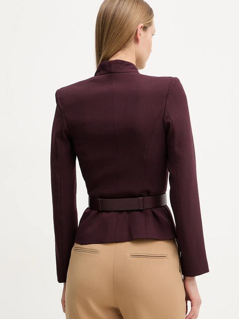 Elisabetta Franchi marynarka z dodatkiem wełny kolor bordowy dwurzędowa gładka GI17656E2