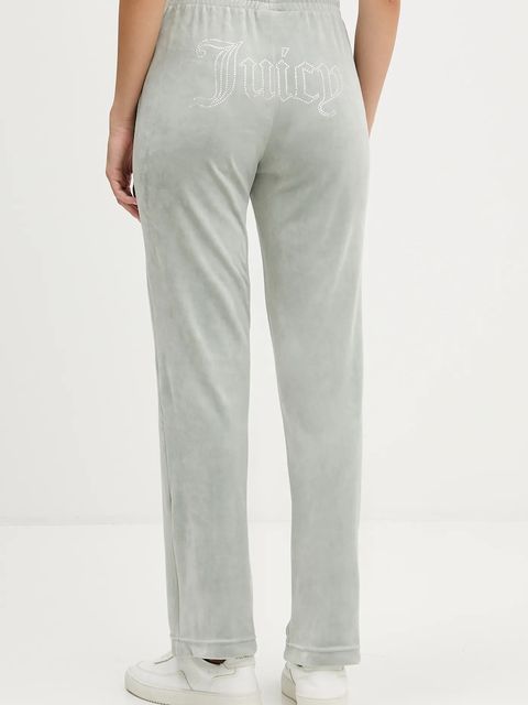 Juicy Couture spodnie dresowe welurowe damskie kolor szary z aplikacją JCWBJ225307