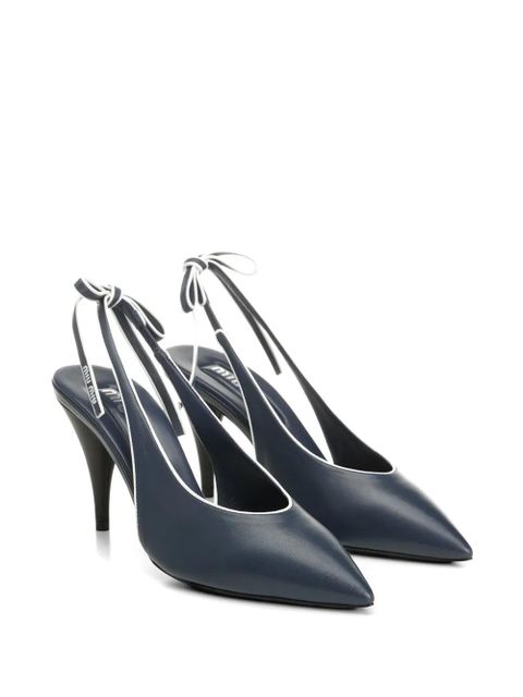 Miu Miu bow-detail slingback sandals - Blue - zdjęcie produktu nr 2