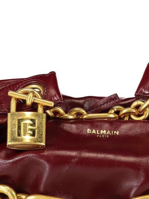 Balmain mini Sync padlock chain tote bag - Red