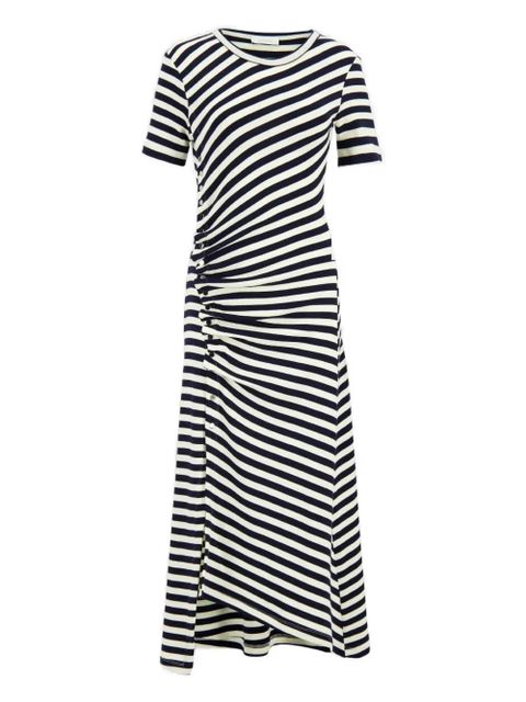 Rabanne striped gathered midi dress - Black - zdjęcie produktu nr 1