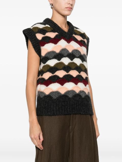 Alanui chevron knitted vest - Green