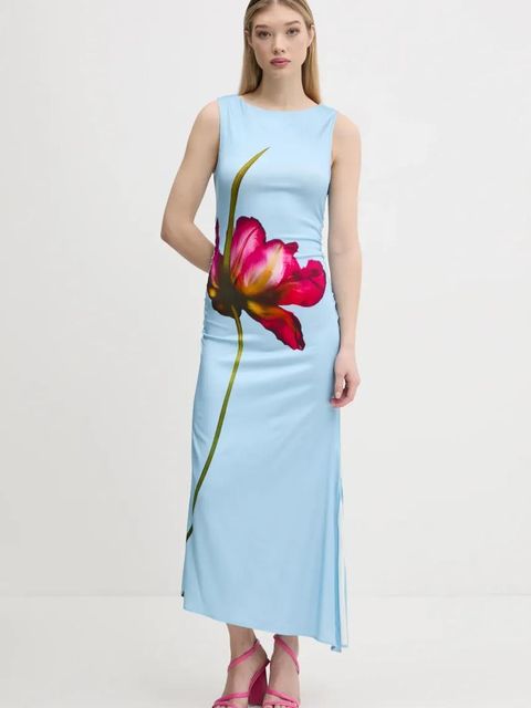 Desigual sukienka REIMS kolor niebieski maxi dopasowana 25SWVW07 - zdjęcie produktu nr 2