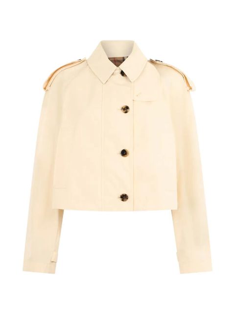 Burberry buttoned cropped blazer - Neutrals - zdjęcie produktu nr 1
