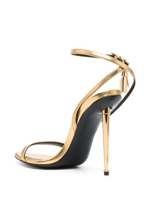 TOM FORD 115mm Padlock metallic sandals - Gold