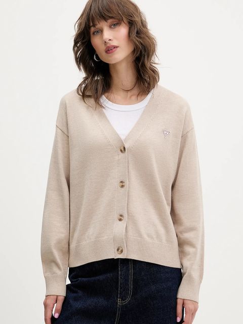 Guess Jeans kardigan z domieszką wełny kolor beżowy lekki W4BR16 Z3HO2 - zdjęcie produktu nr 1