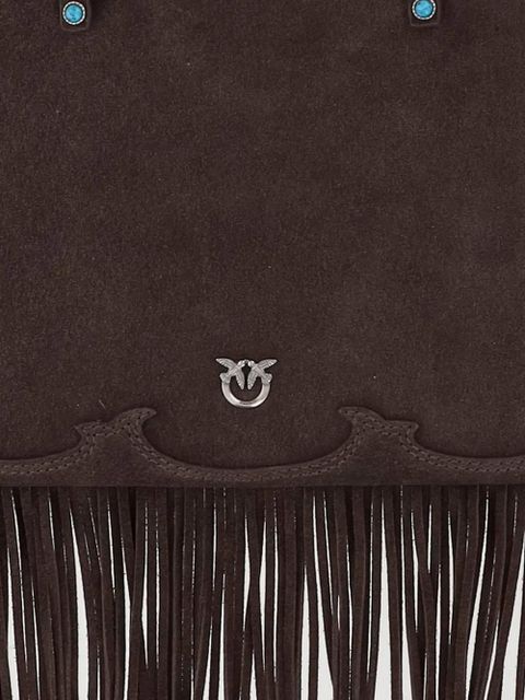 PINKO studded fringed tote bag - Brown