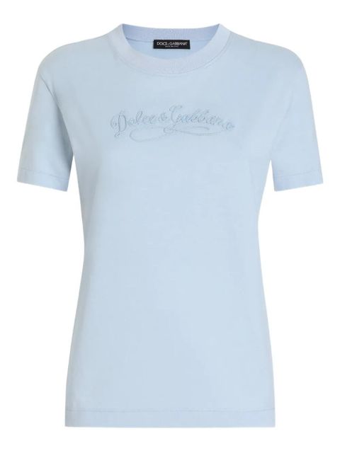 Dolce & Gabbana logo-embroidered T-shirt - Blue - zdjęcie produktu nr 1
