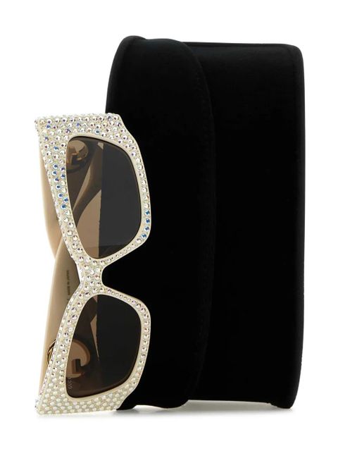 Gucci Eyewear Double G rhinestone-embellished sunglasses - Neutrals