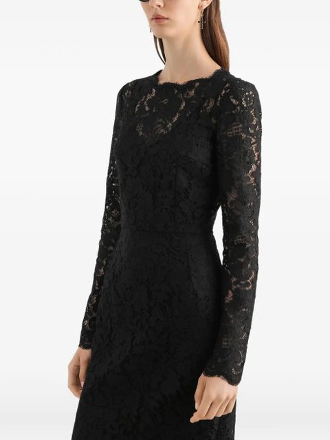 Dolce & Gabbana long-sleeve lace midi dress - Black