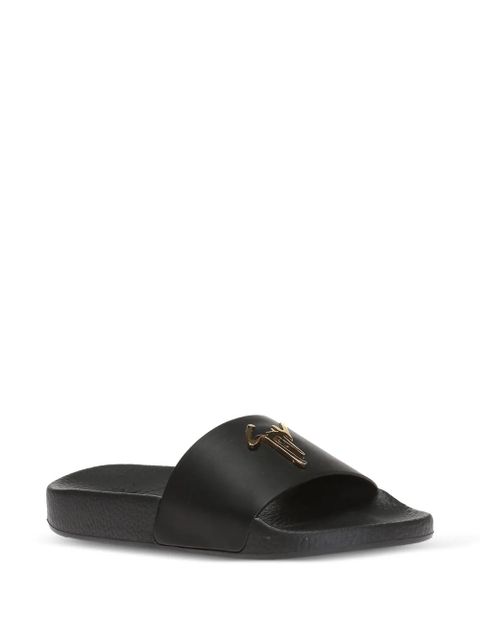 Giuseppe Zanotti Brett logo plaque sliders - Black - zdjęcie produktu nr 2