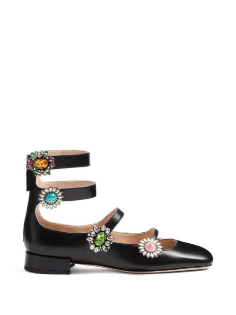 Valentino Garavani Preshoes jewel-buttons ballerina shoes - Black - zdjęcie produktu nr 1