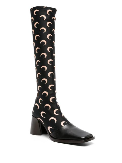 Marine Serre Regenerated jersey knee-high boots - Black - zdjęcie produktu nr 2