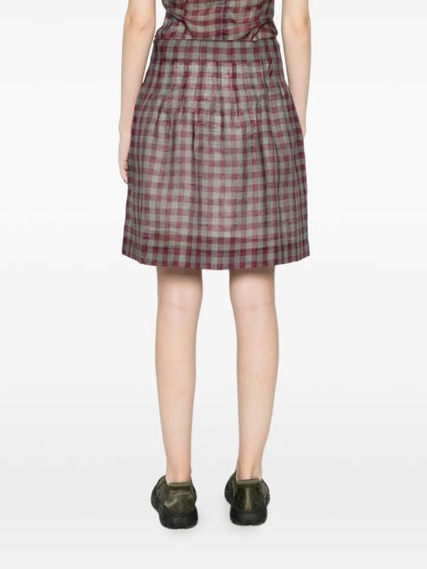 SHUSHU/TONG pleated check mini skirt - Purple